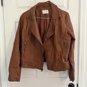 Brown Faux Leather Jacket